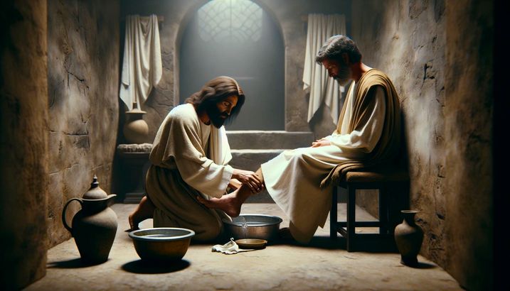Ilustrasi Yesus membasuh kaki murid-Nya